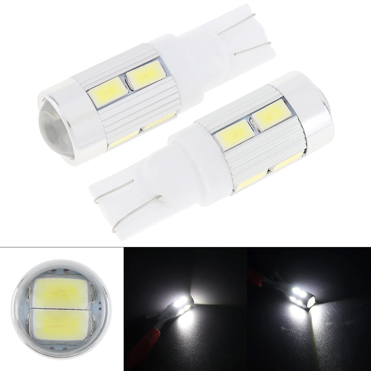 

2pcs 5630 T10 10SMD W5W Reading Dome Lamp Car LED 168 12V License Plate Bulbs Marker Light Wedge Lights White Car Parking Light