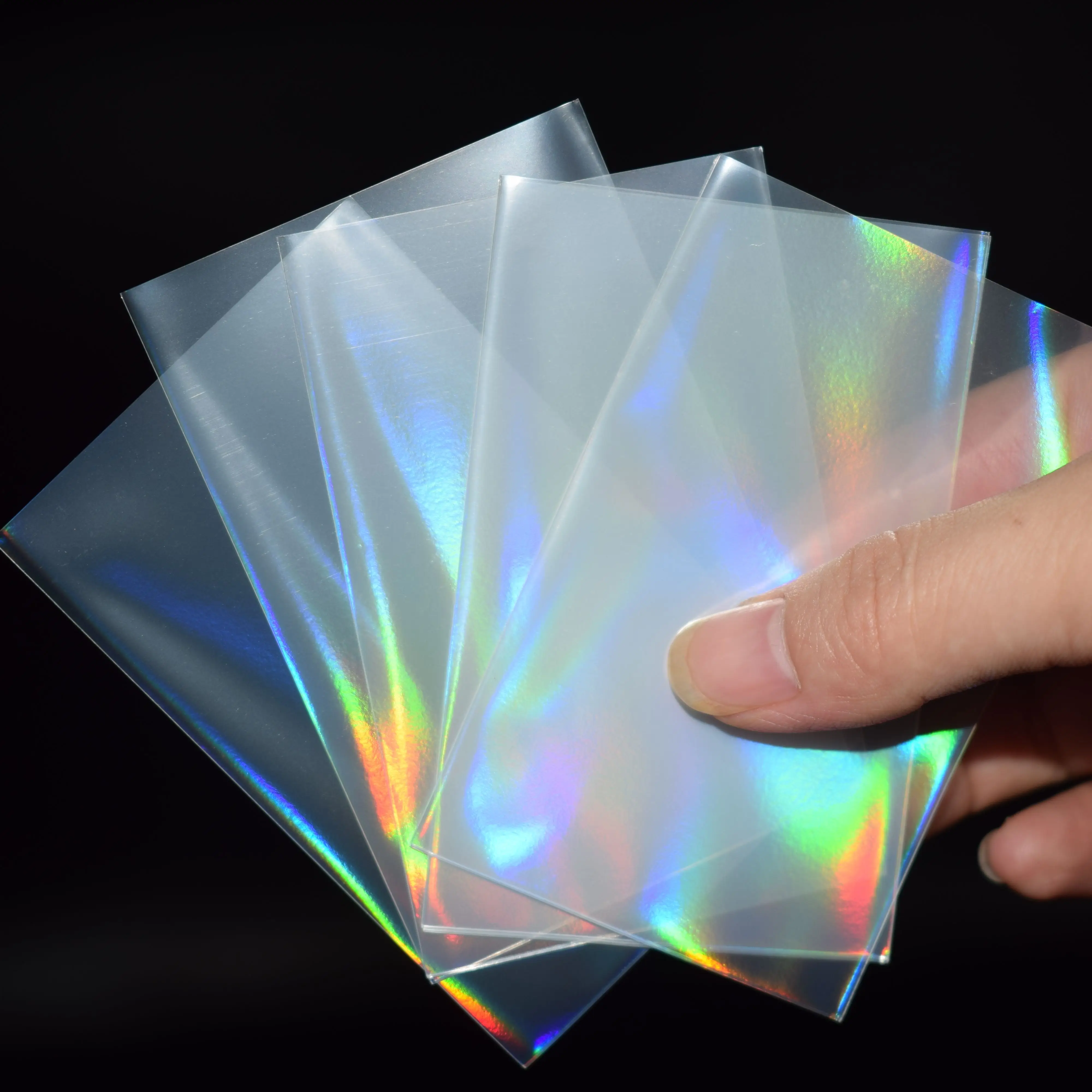 100Pcs Tarot Rainbow Foil YGO Transparent Laser Clear Sleeves Korea Idol Photo Holographic Protector Trading Cards Shield Cover