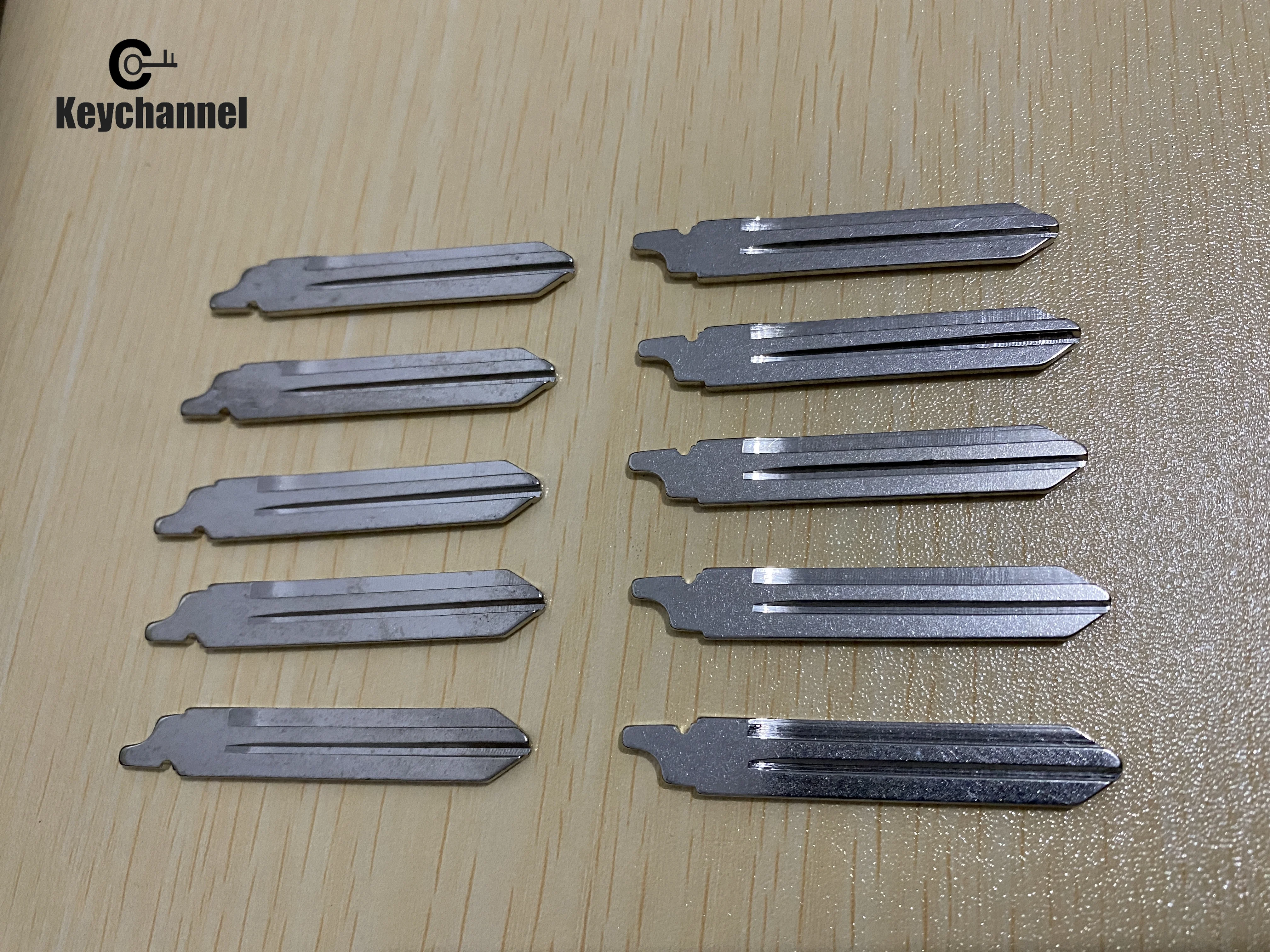 Keychannel 10pcs Uncut Metal Car Key Blank #48 KD Flip Remote Blade Car Key Blade For Nissan NSN14 Replacement Key Blade