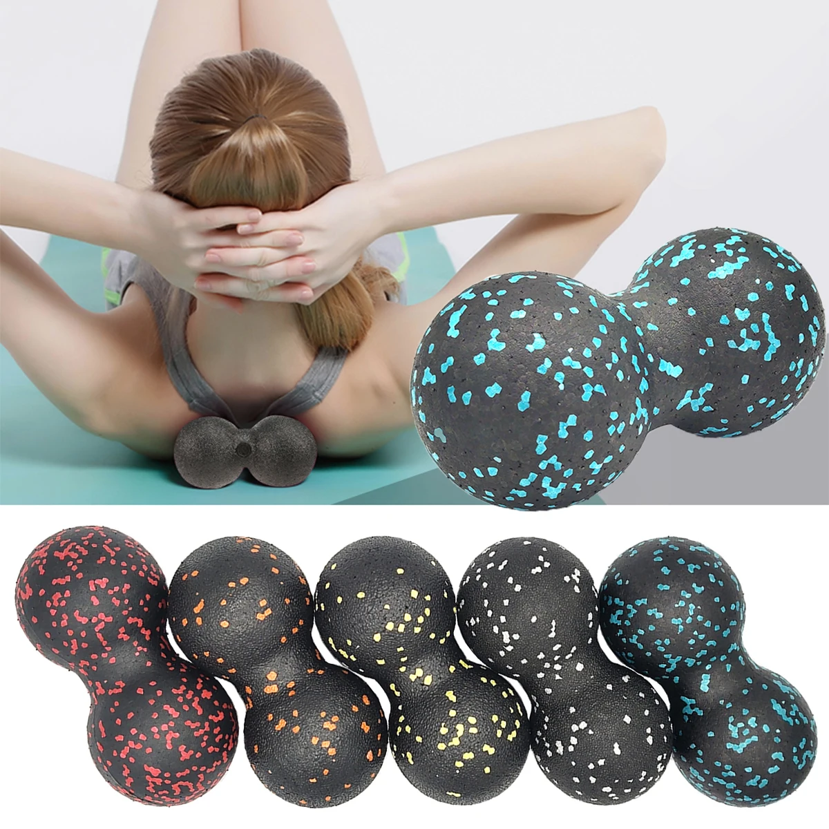 

16*8CM Massage Ball Double Lacrosse Ball Mobility EPP Peanut Ball for Self-Myofascial Release Deep Tissue Massage Tool