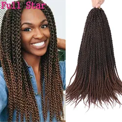 Full Star-extensiones de cabello sintético para mujer, trenzas de ganchillo 3D de 22 pulgadas, 12 hebras, color negro degradado