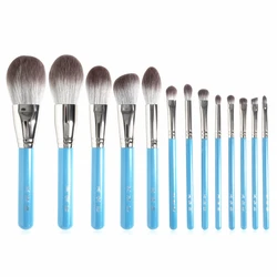 MY Destiny 13Pcs Makeup Brushe Set Pearly Blue Wood Handle Soft Synthetic Hair Powder Blusher Bronzer Eyeshadow Cosmetic Brush