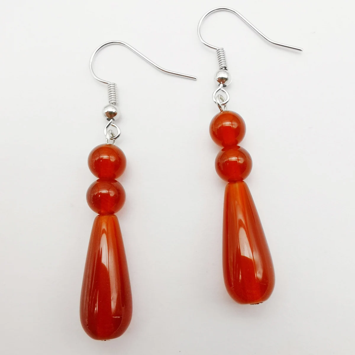 Natural Red Carnelian Stone GEM Teardrop Beads Dangle Earrings Jewelry