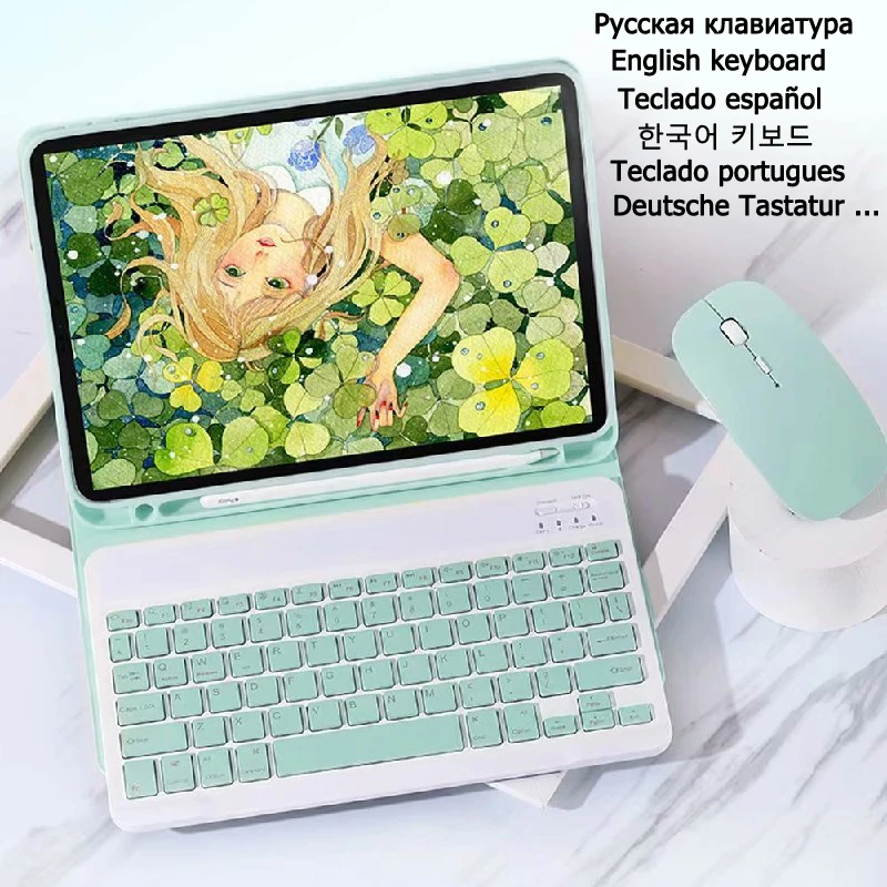 

Чехол Funda для iPad Mini 6, чехол с клавиатурой для iPad Mini 6 2021, чехол с клавиатурой, тонкий чехол с клавиатурой для русского испанского и корейского планшета