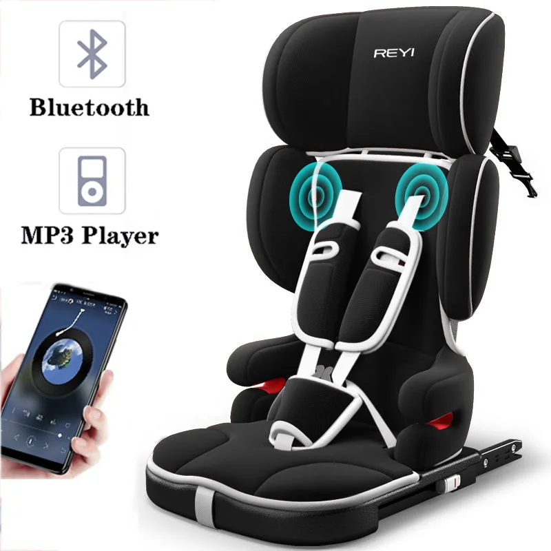 Portable Children Car Seat Folding Baby Safety Seat with Bluetooth Music Isofix Latch Interface Infant Kids Car Seat for 1~12 Y