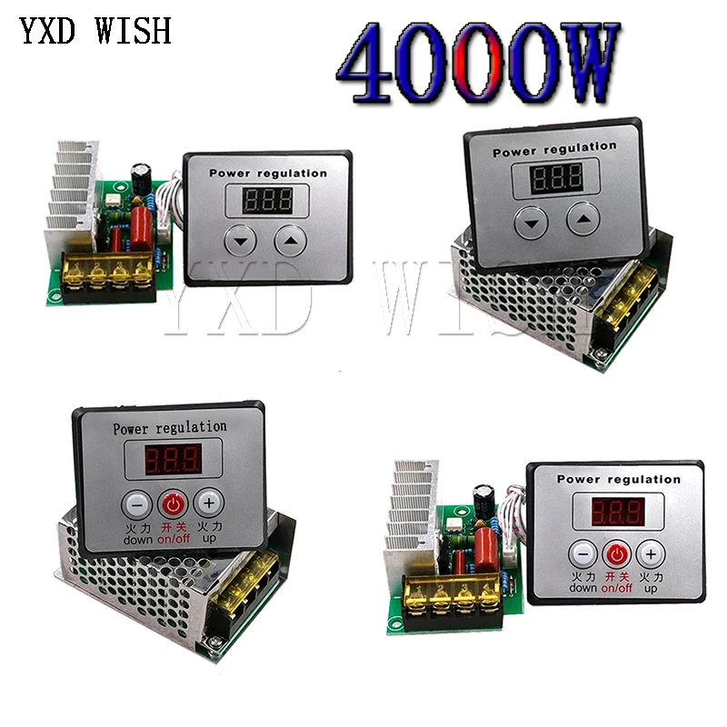 AC 220V 4000W SCR Voltage Regulator Dimming Dimmers Motor Speed Controller Thermostat Electronic Voltage Regulator Module