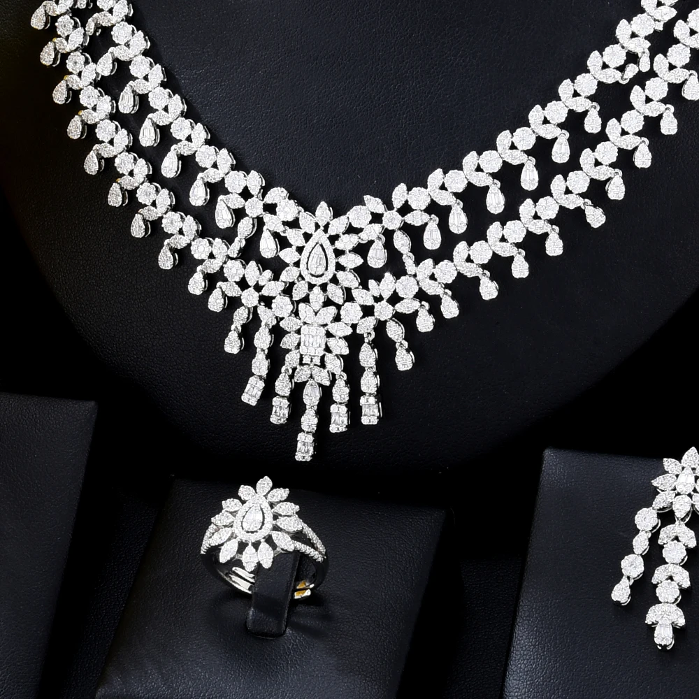 GODKI Luxury 4PCS Saudi Arabia Jewelry Sets For Women Wedding Cubic Zirconia Chokers Dubai Bridal Jewelry Set 2020