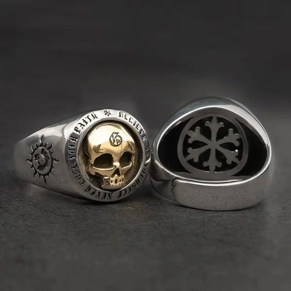 Men's Fashion Domineering Skull Rings for Motorcycle Party Steam Punk Hip Hop Rock Biker Rings Stainless Steel Rings Jewelry