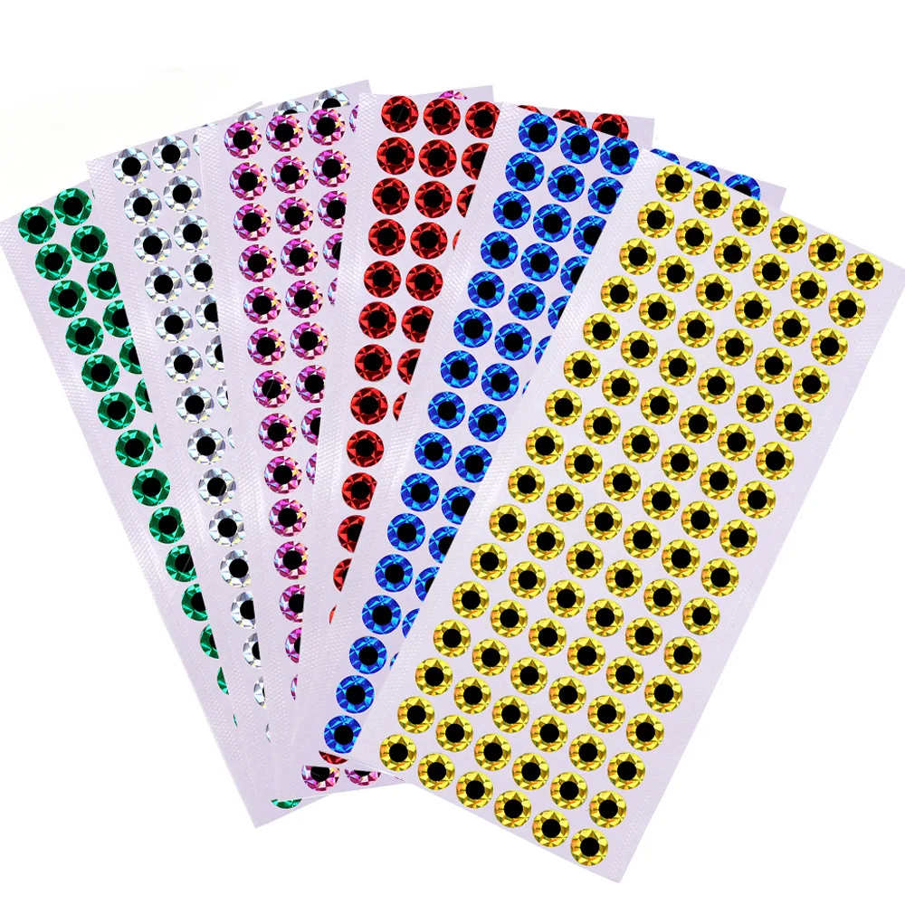 Bimoo 100pcs 2D Metal Jigs Lure DIY Eyes Holographic Flat Fishing Fly Eyes Sticker for Slow Jigging Fishing Lure Baits 3mm-12mm
