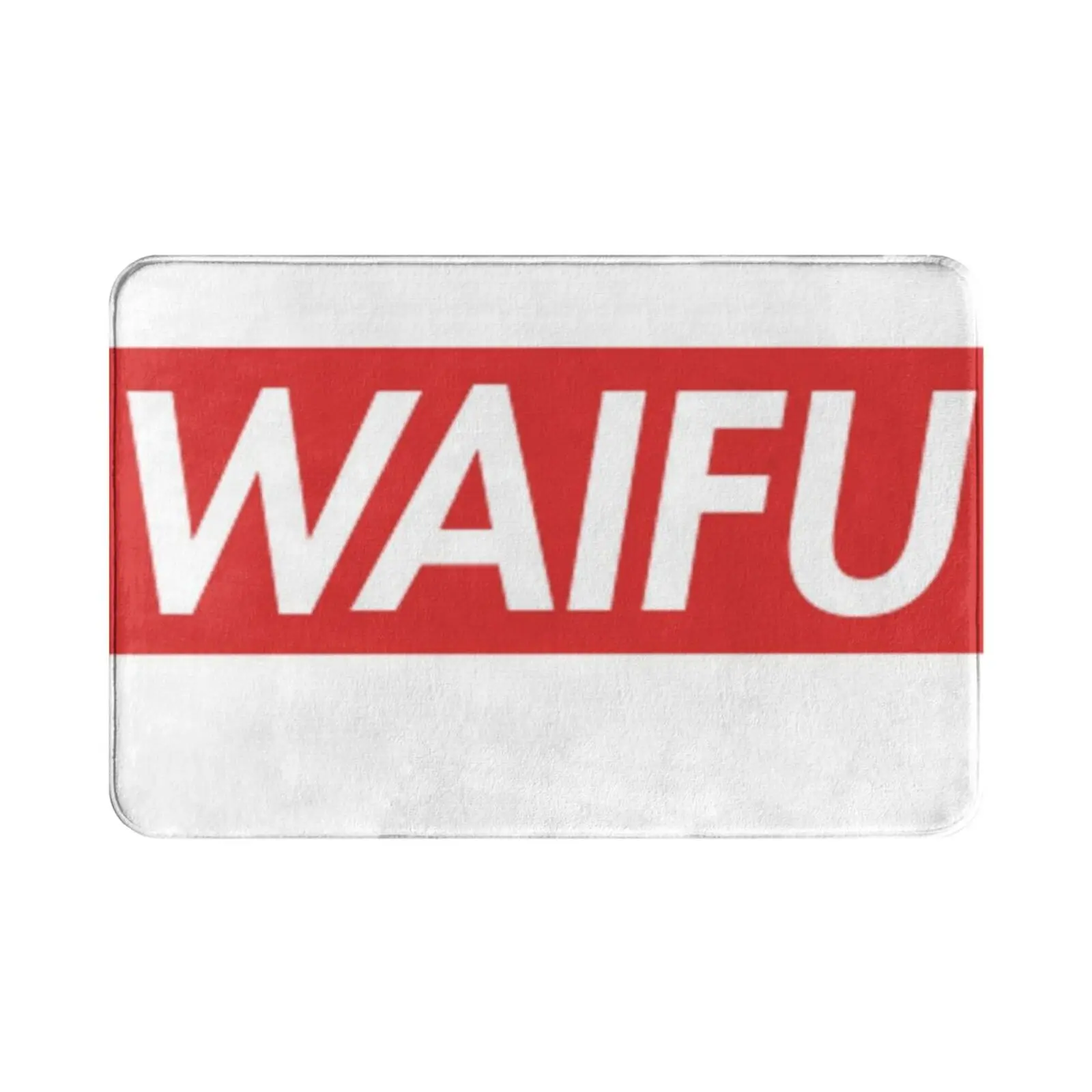 Waifu Logo Carpet Mat Rug Cushion Soft Waifu Anime Anime Girl Meme Funny Hypebeast Funny Meme Satire Ironic Red Waifu