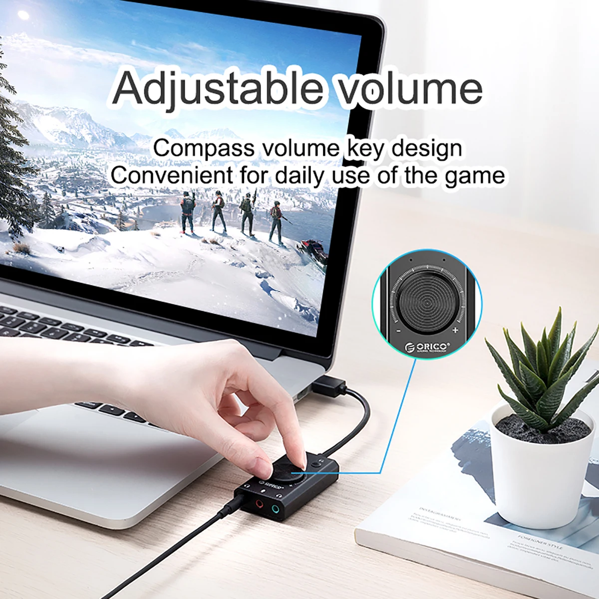 ORICO USB External Sound Card 2-in-1 Audio Adapter 3.5mm Microphone Earphone Interface Volume Adjustable Soundcard For PS4 Phone