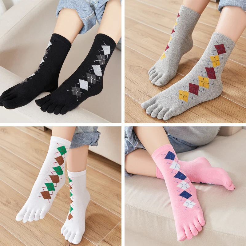 

4 Pairs Women Five Finger Socks Cotton Kawaii Socks Crew Toe Socks Woman