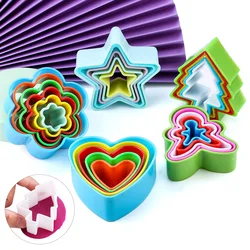 5Pcs/Set Cookie Cutter Christmas Tree Plastic Mold Set Plunger Forms For Cookies Cake Decorating DIY Baking Tools