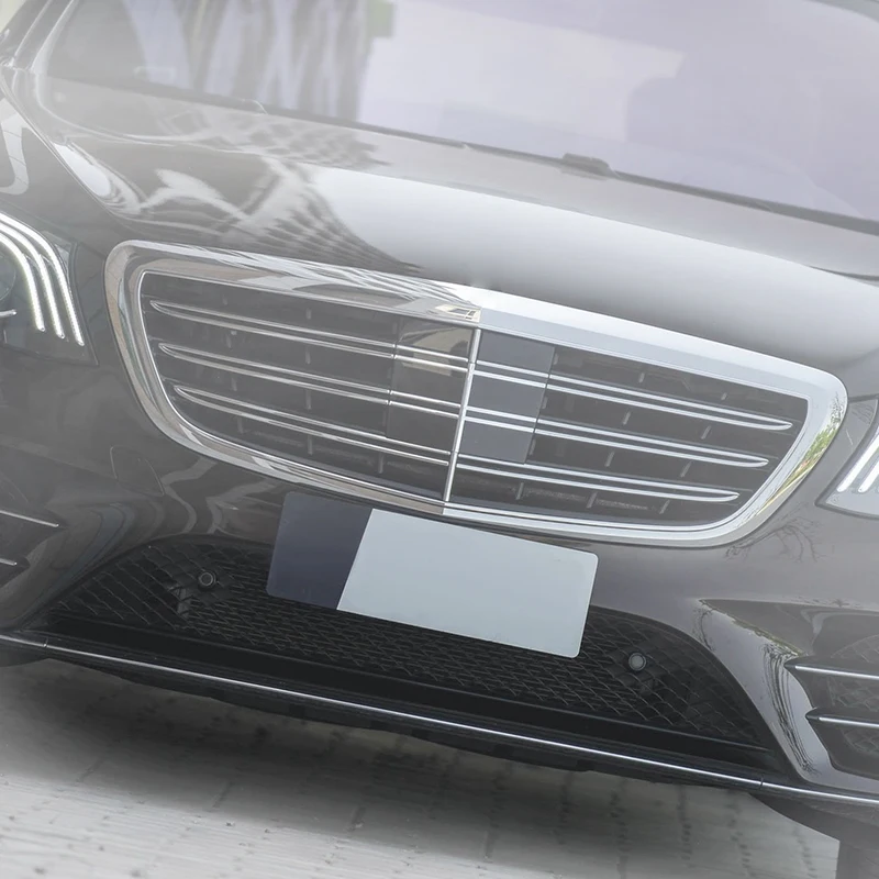 OE 2228857600 Musion High Quality Abs Chrome Strips Front Bumper Lip For Mercedes Benz W222 2018 2019 2020