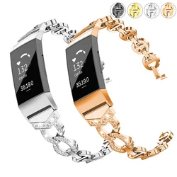 For Fitbit Charge 3 4 Bracelet Strap Stainless Steel Bling Women Watch Band Loop Replacement For Charge 3 SE Correa