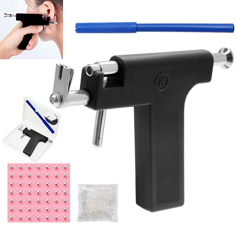 Professional Gun Piercing Stainless Steel Body Navel Ear Nose Piercing Gun With 98pcs Ears Studs Tool Kit Top Quality Jewelery