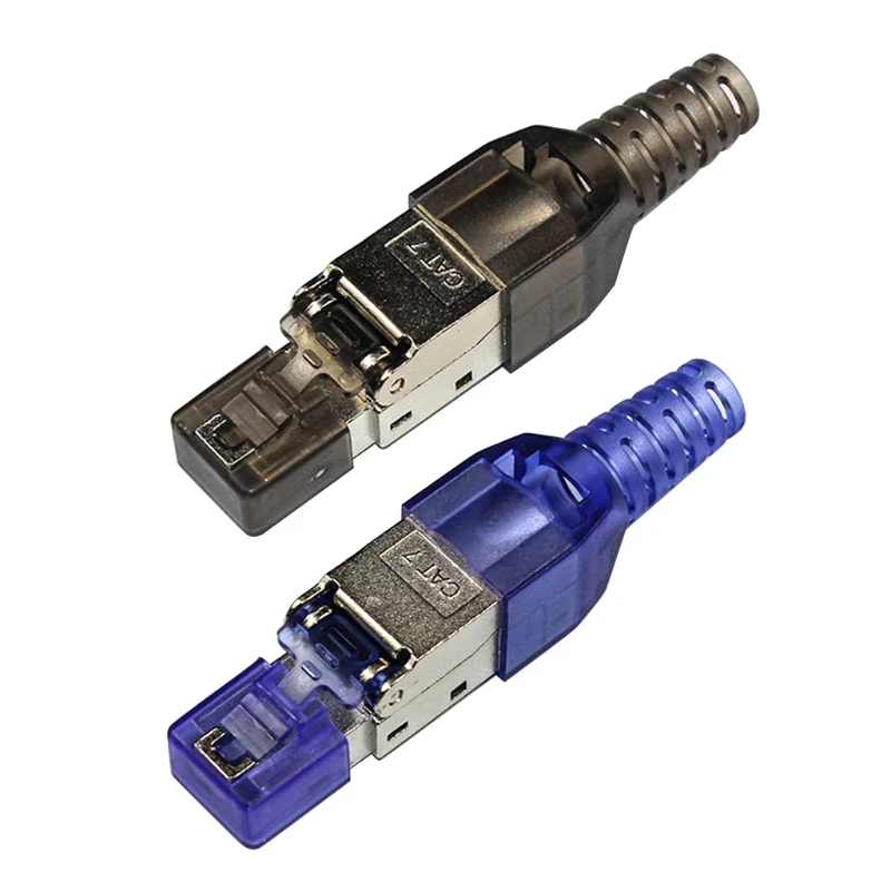 Cat7 RJ45 Crystal Plug Head Tool-less Connector No Crimp Tool-Less Cat7 30u Ethernet Network Shielded Connector