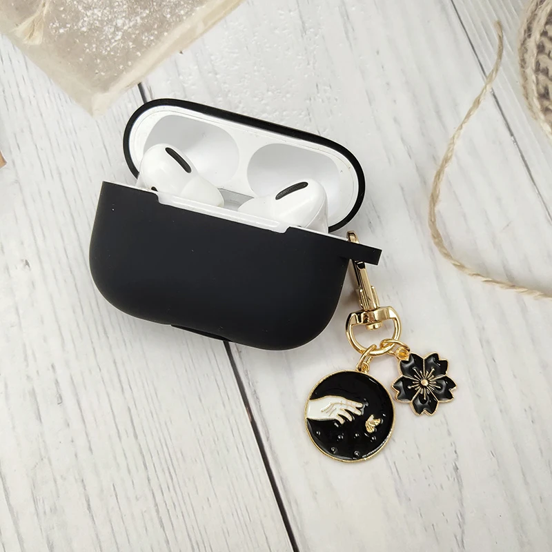 かわいい宇宙ムーンペンダント Apple Airpods 4 シリコーンイヤホンケース AirPods 3 プロ 2 ヘッドフォンカバーチェリーキーリング