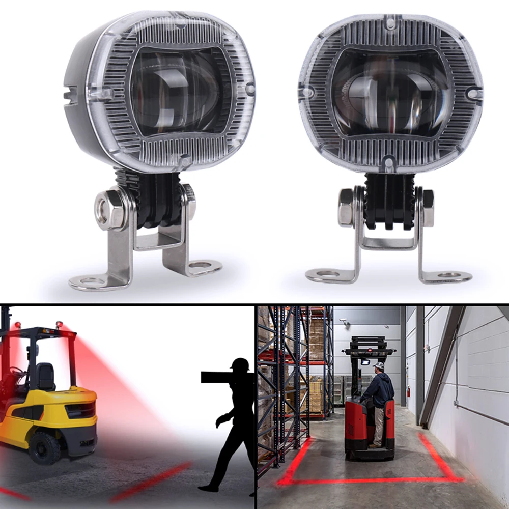 POVTOR 2 PCS Red Forklift Safety Lights Zone Warehouse Warning Light 12V to 60V DC Truck