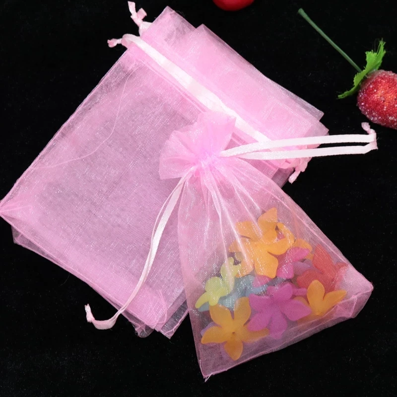 25/50pcs Colorful Organza Bag Packing Bag Sachet Organza Gift Bags For Jewelry Wedding Party Decor Drawstring Pouches