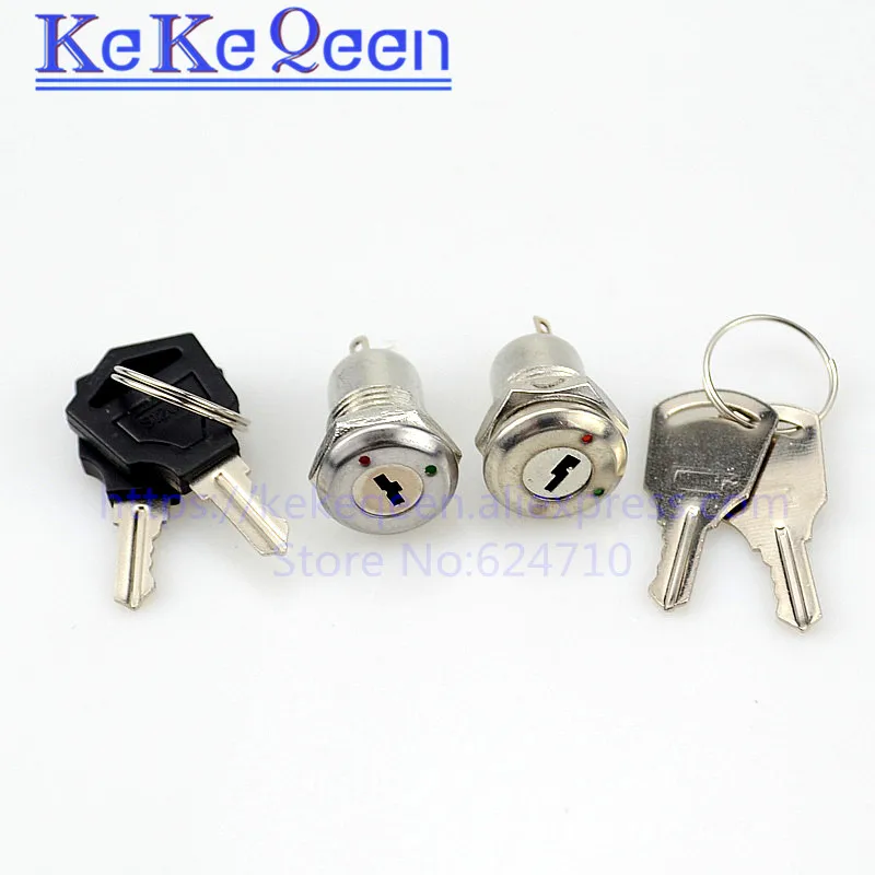 10PCS/LOT 12MM Key Switch ON/OFF Lock Switch KS-02 KS02 Electronic Key Switch with Keys Phone Lock Security Power Switch