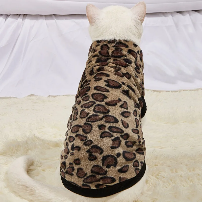 Leopard Printed Dog Clothes Fashion Pet Costume Coat Soft Pullover Dog Shirt Jacket Sweatshirt Cat Sweater Pets Clothing Outfit