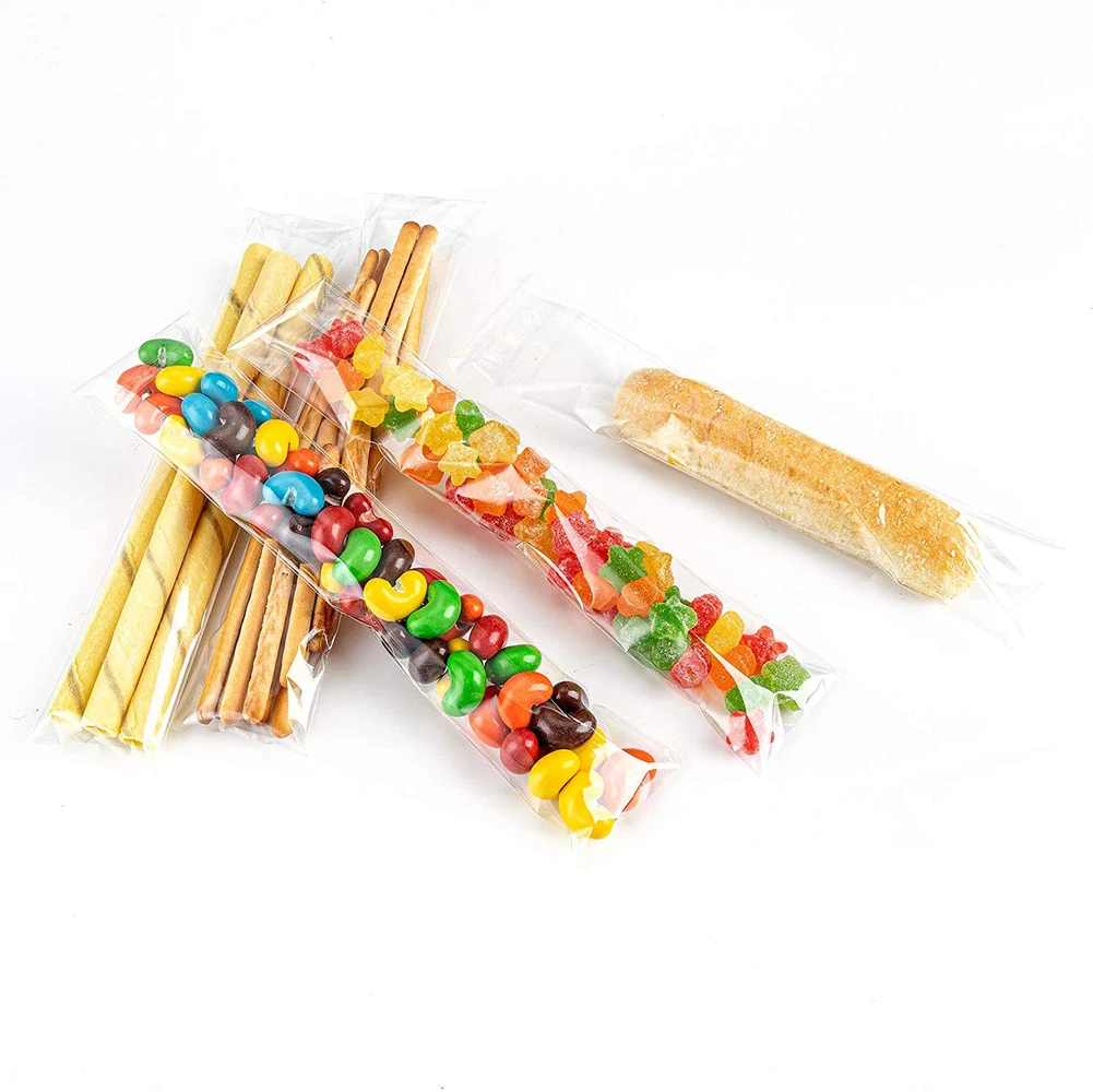 100Pcs Self Sealing Cellophane Bags Clear Pretzel Rod Bags Resealable Cellophane Bag For Packaging Candy Gifts Favors 5x25cm