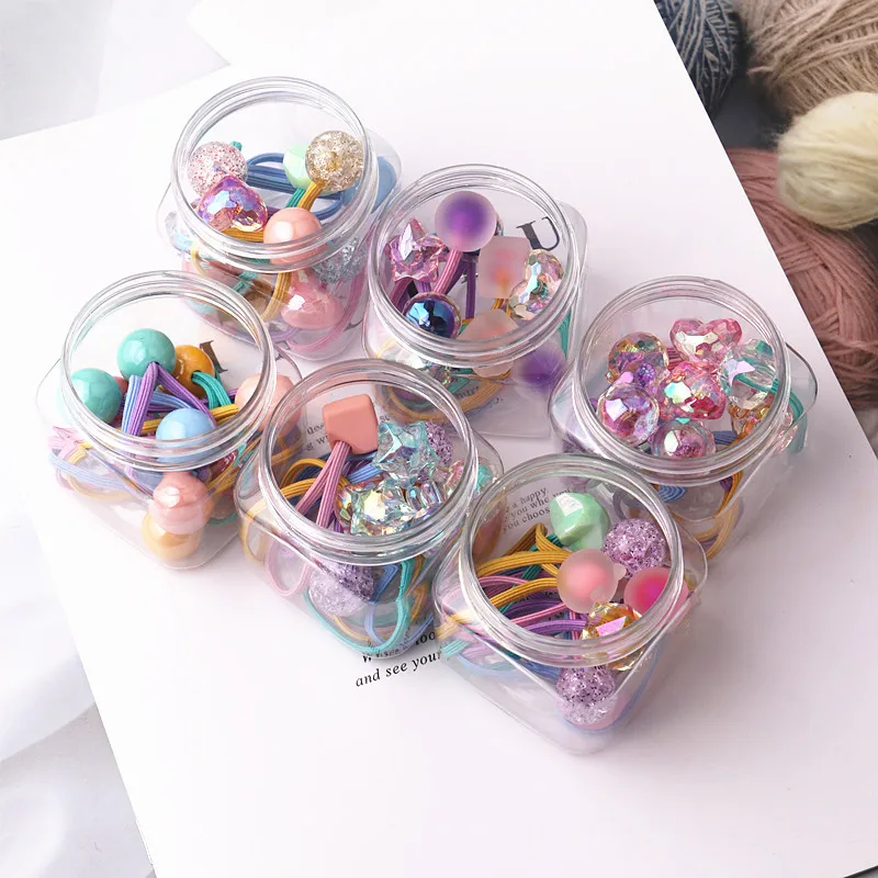 Little Girls Wholesale Candy Color Elastic Hairbands Hair Accessories For Birthday Handmade Rubber Bands Colorful Ball Hair Ties