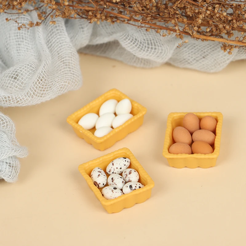 1:12 Dollhouse Miniature Mini Egg With Tray Kitchen Food Accessories Model Toys Doll House Cooking Game Food