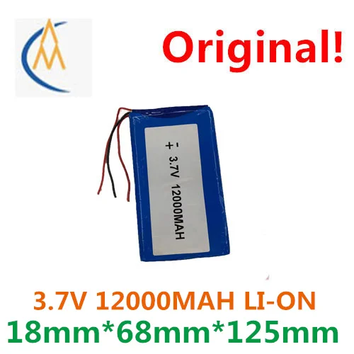 New foot 3.7 V polymer li-ion battery 12000 mah 1868125 tablets intercom LED solar mobile power equipment toy model