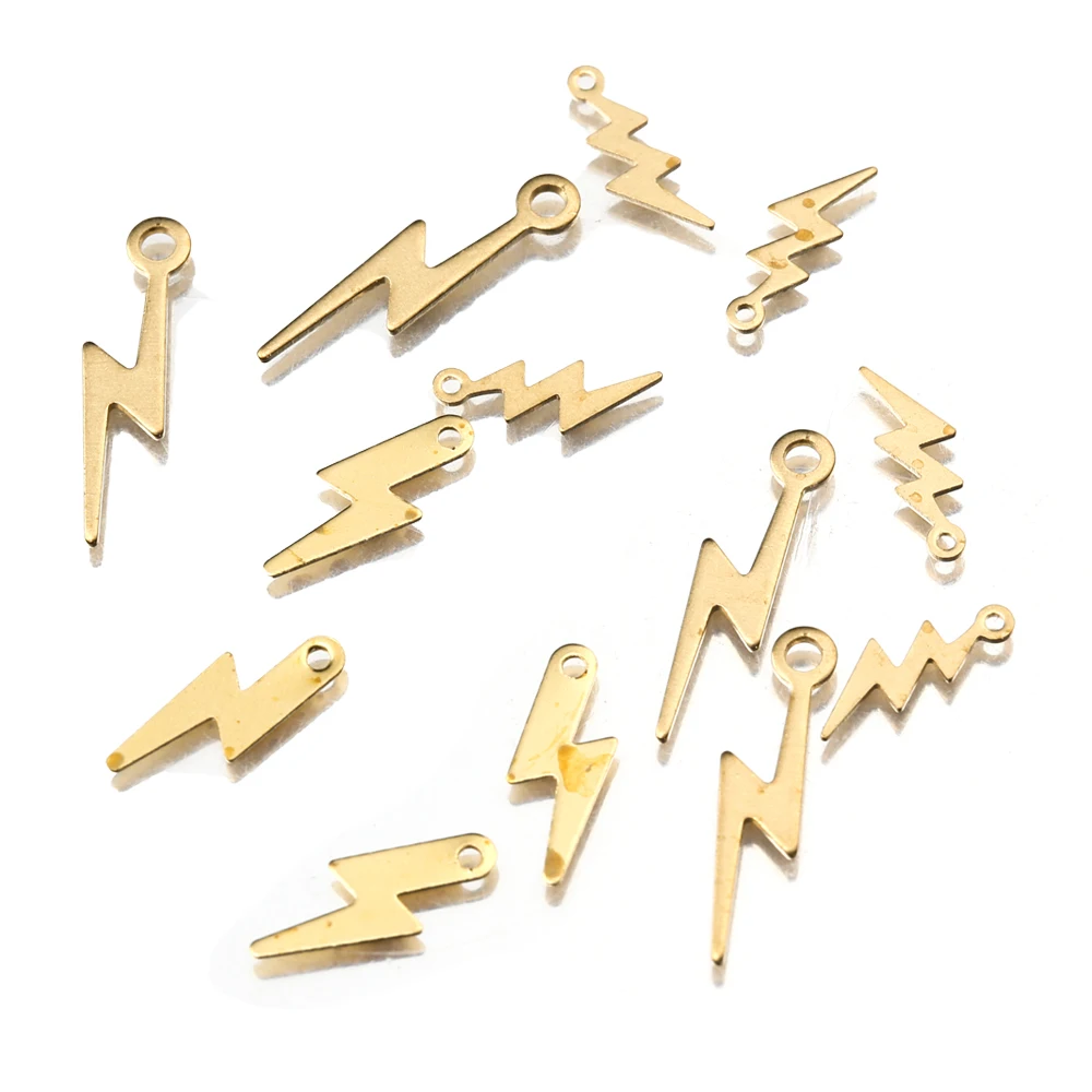 1pack Raw Brass Lightning Bolt Charms Tiny Lightning Flash Thunderstorm Pendant for Diy Bracelet Necklace Jewelry Making