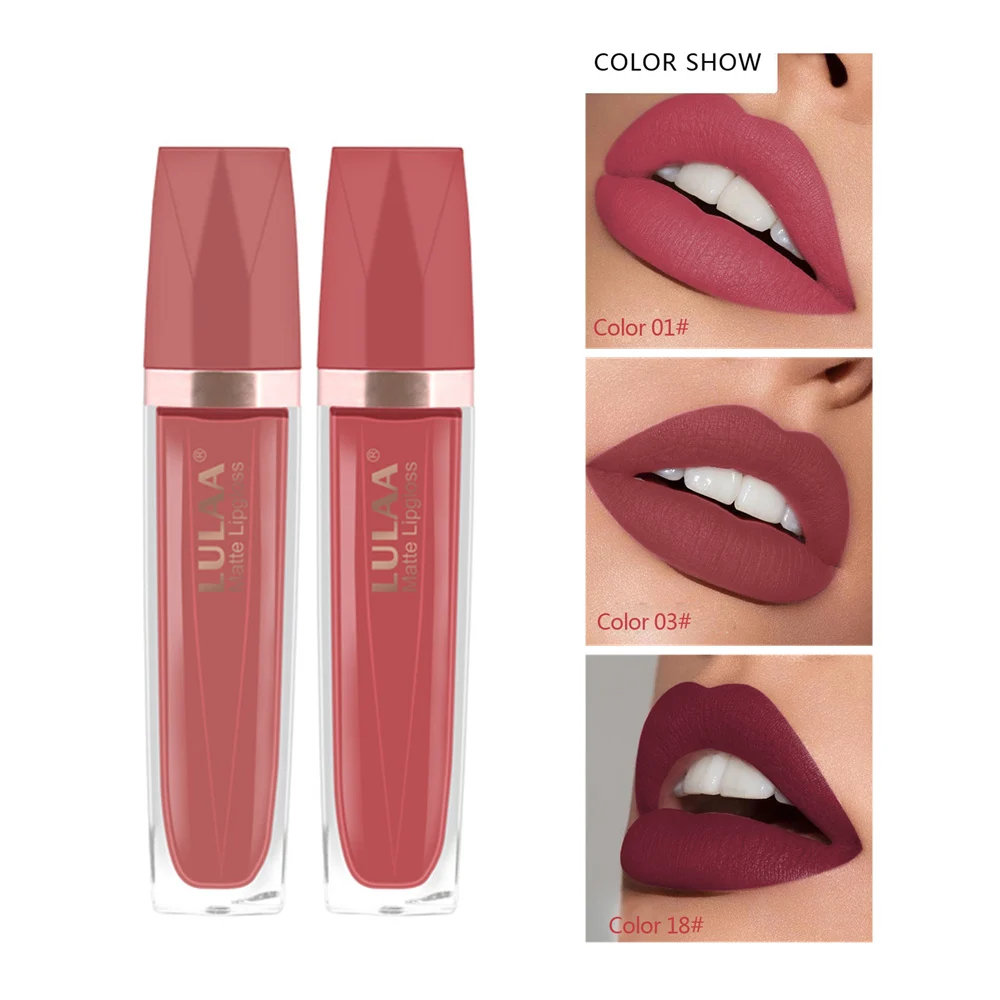 Rossetto opaco a lunga durata 18 colori labbra sexy rossetti liquidi in velluto impermeabile facile da indossare cosmetico donna compagno lucidalabbra nudo