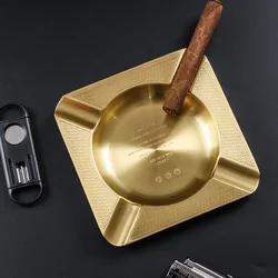 New 1pcs Brass Cigar Ashtray Golden Large Ash tray Living Room 4 Slot Cigarette Ashtray Cigar Holder jf3034