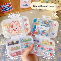 Kawaii Pill Case With Sticker Container Plastic Medicine Pill's Box Office Home Travel Storage Storage Organizer For Small Thing