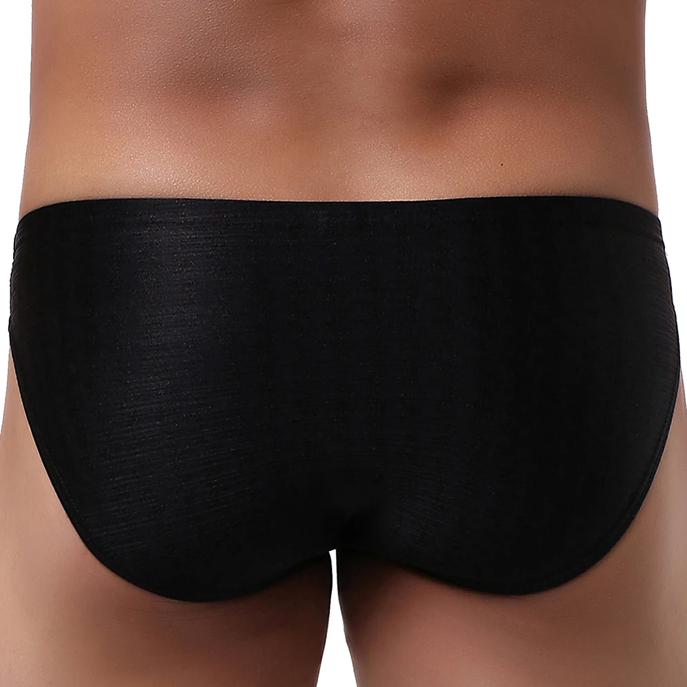 Ikingsky cuecas brilhantes masculinas, cueca sexy com grande bolsa, alta elasticidade, bluge sob calcinhas masculinas