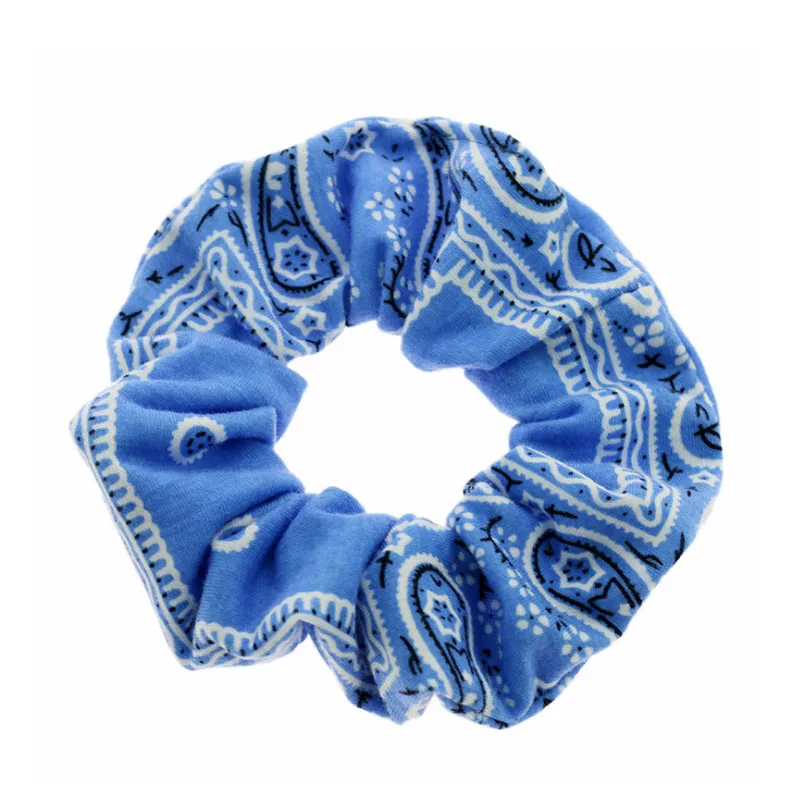 Women BOHO Style Scrunchies Printed Hair Tie Velvet Fabric Covered Elastic Hair Rope  Hair Accessories