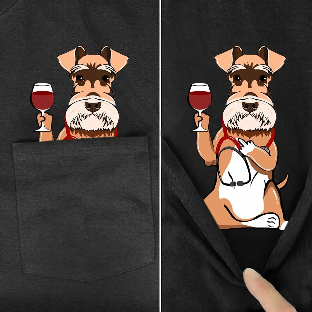 T Shirt Fashion Brand summer pocket schnauzer nurse printed t-shirt men's for women shirts Hip hop tops funny cotton tees