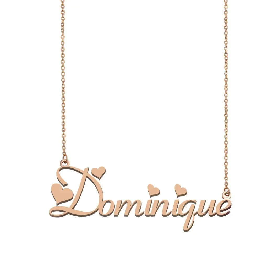 

Dominique Name Necklace Gold Personalized Nameplate Pendant for Women Girls Birthday Wedding Christmas Jewelry Gift