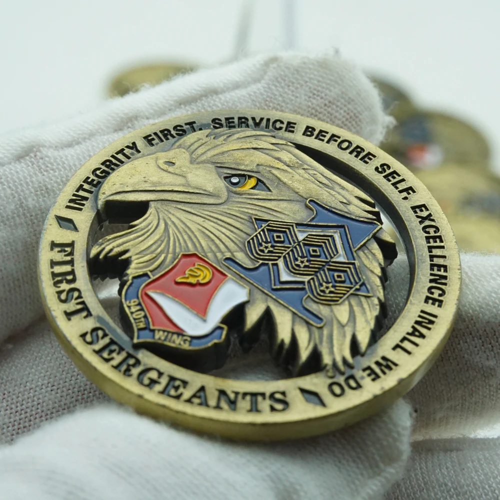 USA Military Army Challenge Coins Two-Sided Eagle Bronze Plated Souvenir Coin U.S. Air Force 940th First Sergeants Commemorative