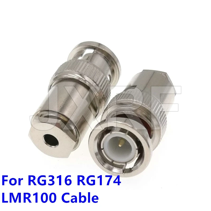 JXRF Connector 1PCS BNC Male Clamp For RG316 RG58 RG142 LMR195 RG6 LMR300 LMR400 RG8 RG213 Coaxial Cable RF Adapter