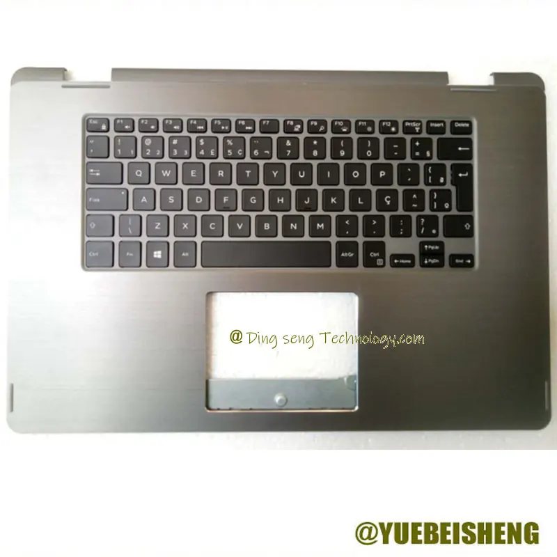 

YUEBEISHENG 95%New For Dell Inspiron 15 7000 7558 7568 palmrest Spainish keyboard upper cover Silver