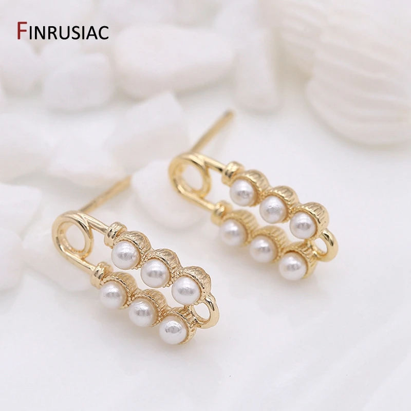 FINRUSIAC 2022 New Korean Fashion High Quality 14K Gold Plated Pearl Earring Hooks For DIY Jewelry Earrings Findings Accessories