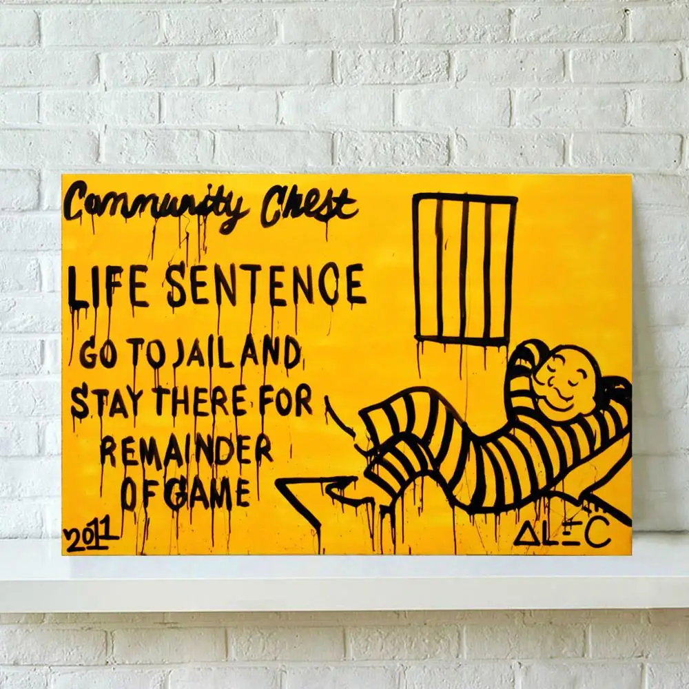 HD Print Alec Monopoly Oil Painting Home Decor Wall Art on Canvas Go To Jail Canvas Printings Canvas Painting