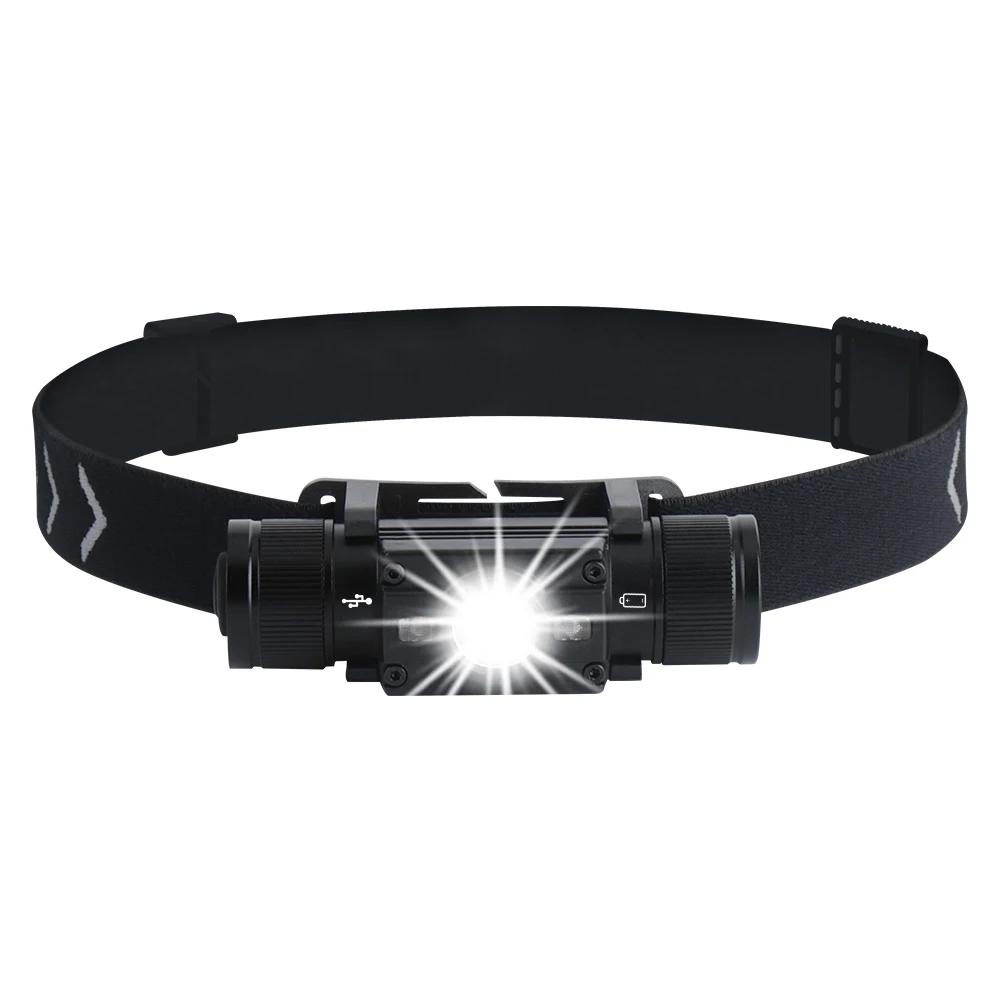 BORUiT HP300 LED-Stirnlampe, max. 850 lm, leistungsstarker Scheinwerfer, Typ C, wiederaufladbare Arbeitslicht-Taschenlampe, wasserdichte Camping-Jagdlaterne