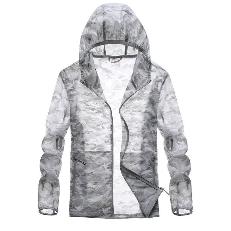 Camouflage Summer Couple Jacket Men and Women Sun Protection Clothes Hooded Thin Lightweight Breathable Waterproof Sports Jacket