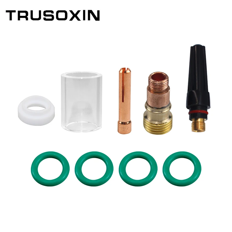 9Pcs 1.6mm Welding Torch TIG Gas Lens Glass Cup Kit with O-rings Collet Nozzle Kit For WP-17/18/26 1/16'' TIG Welding Torch