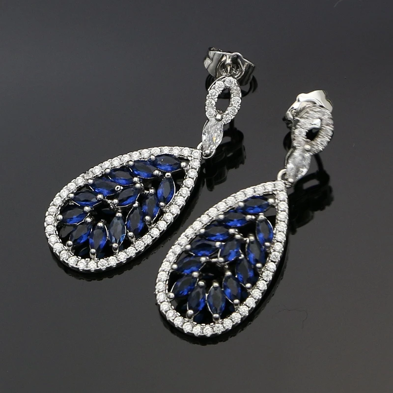 5 Colors Choice Cubic Zirconia Stone Silver 925 Drop Earrings for Women Party Dangle Earrings