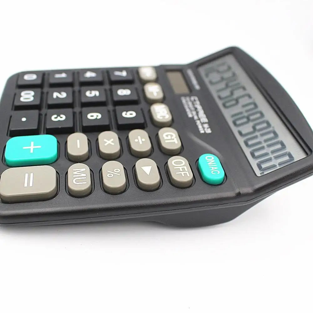 12 Digit Desk Calculator Large Buttons Financial Business Accounting Tool M-28 Black Color Big Size Solar and Battery Power