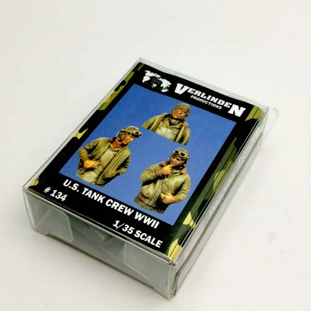 1/35 WWII U.S Tank Crew (3 Resin Figures/Set) Box Packing VERLINDEN #134 Unassembled Uncolored