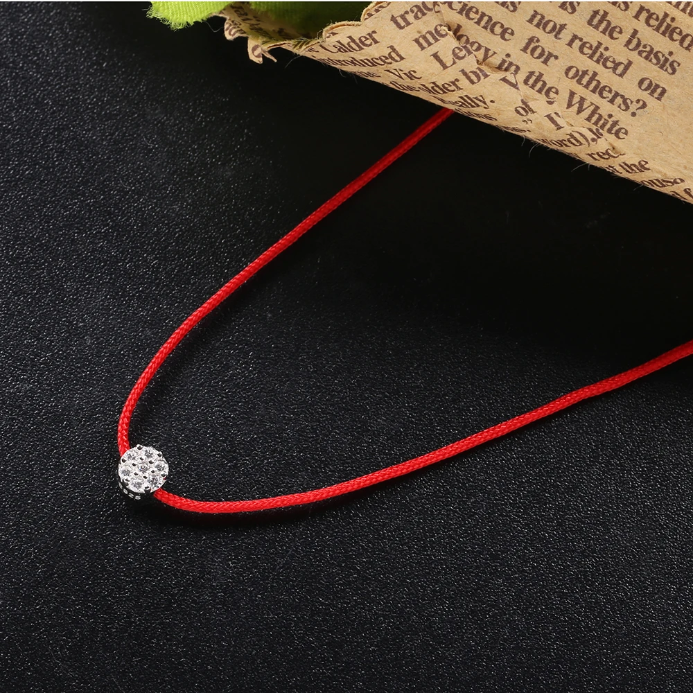 SHADOWHUNTER Original 925 Silver Crystal Pendant Necklace Red Rope Choker Simple Design Jewelry For Christmas Gift Women Collier